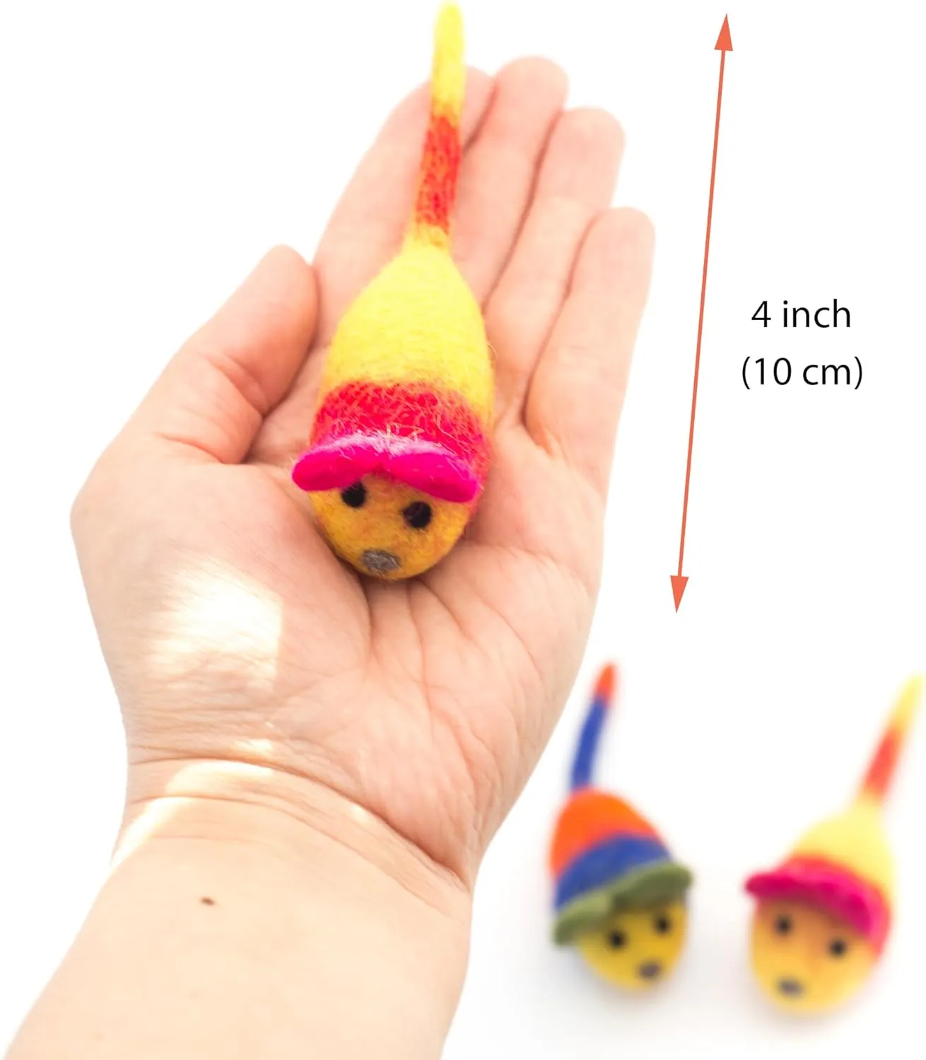 Glaciart One Wool Felt Mouse Cat Toys with Catnip  3 Pack | 100% Handmade, Eco-Friendly, Durable | Natural, Safe for Indoor Cats | Minimalist Design