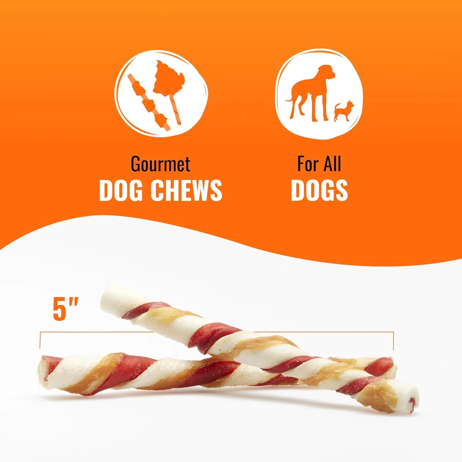 Good'n'Fun Triple Flavor Twists, Dog Chew Sticks, Premium Chicken and Beef Hide Treats for Dogs, 70 Count