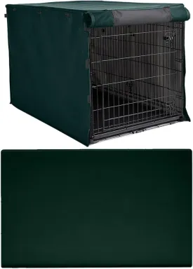 Gorilla Grip Dog Crate Cover, Hunter Green 36 Inch and Reusable Puppy Pads, Paw Design 40x26, 2 Item Bundle