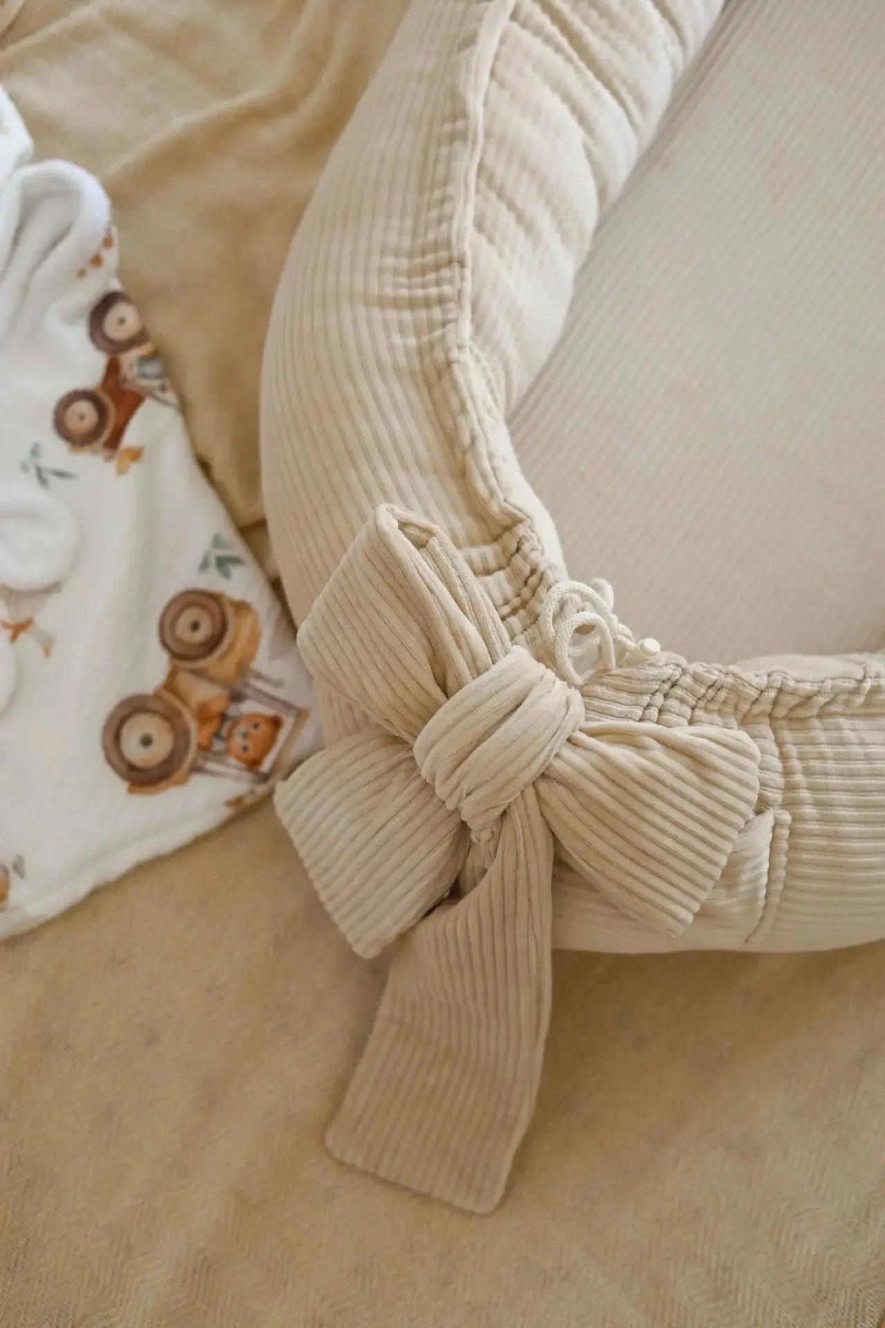 Handmade Soft Corduroy Velour Baby Nest - Beige