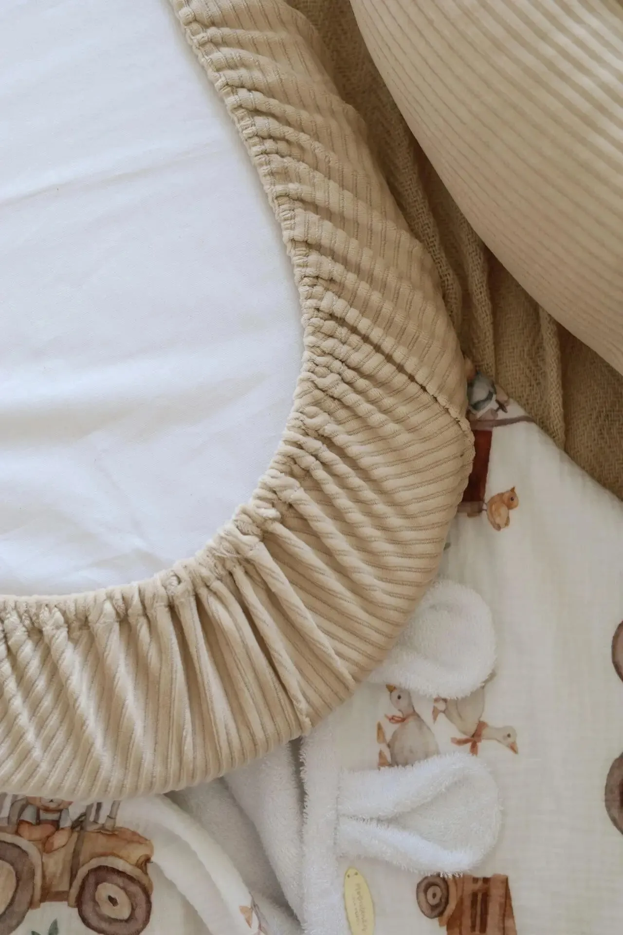 Handmade Soft Corduroy Velour Baby Nest - Beige