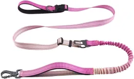 Hands Free Dog Leash with Reflective Stitching Heavy Duty Bungee with Car Seatbelt Adjustable Waist Leashes for Walking Running Hiking (Rose)