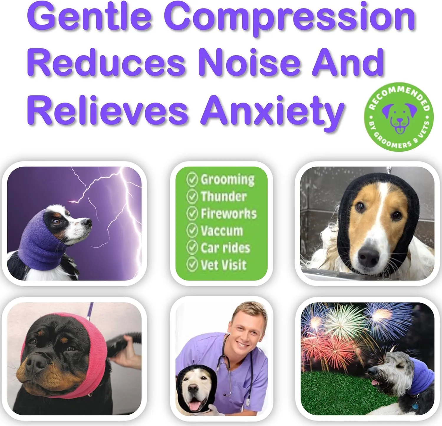 Happy Hoodie The Original Dog & Cat Calming Band, Anxiety Relief/Noise Protection-Grooming-Thunder-Fireworks (Small, Black)