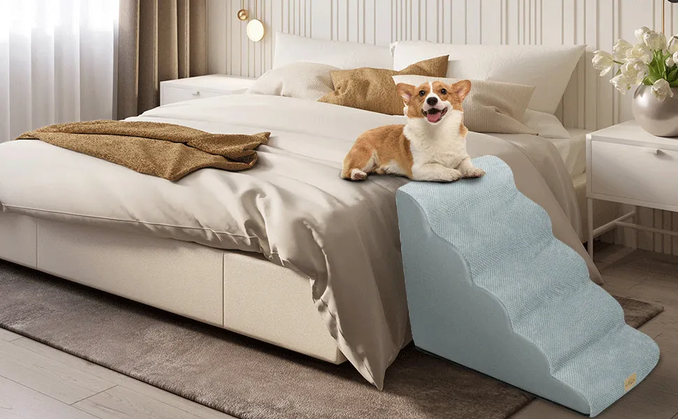 High Density Foam Dog Stairs For High Bed Sofa, 3/4/5 Steps Stairs Washable Cover