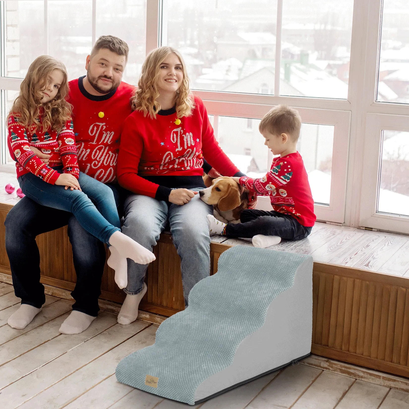 High Density Foam Dog Stairs For High Bed Sofa, 3/4/5 Steps Stairs Washable Cover