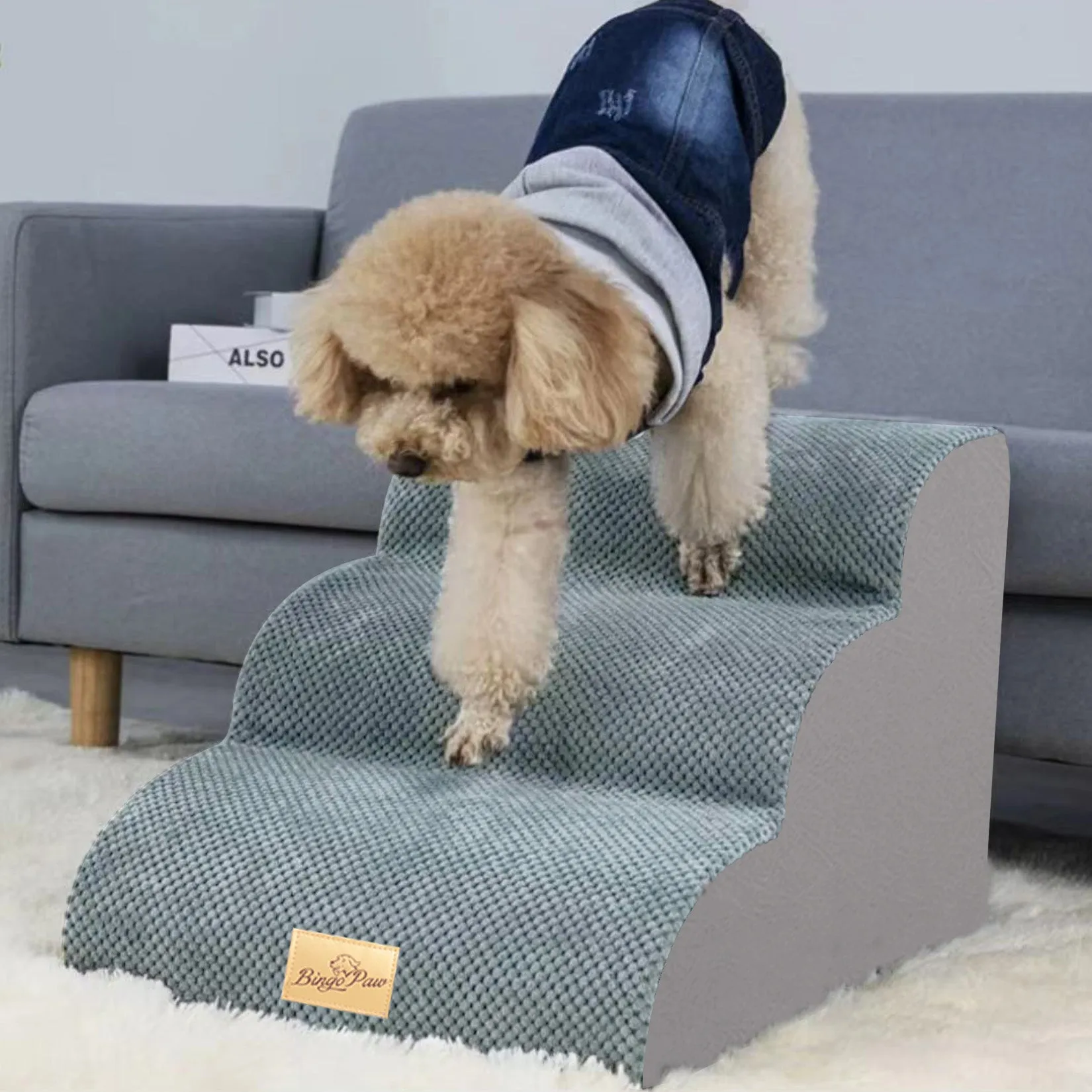 High Density Foam Dog Stairs For High Bed Sofa, 3/4/5 Steps Stairs Washable Cover