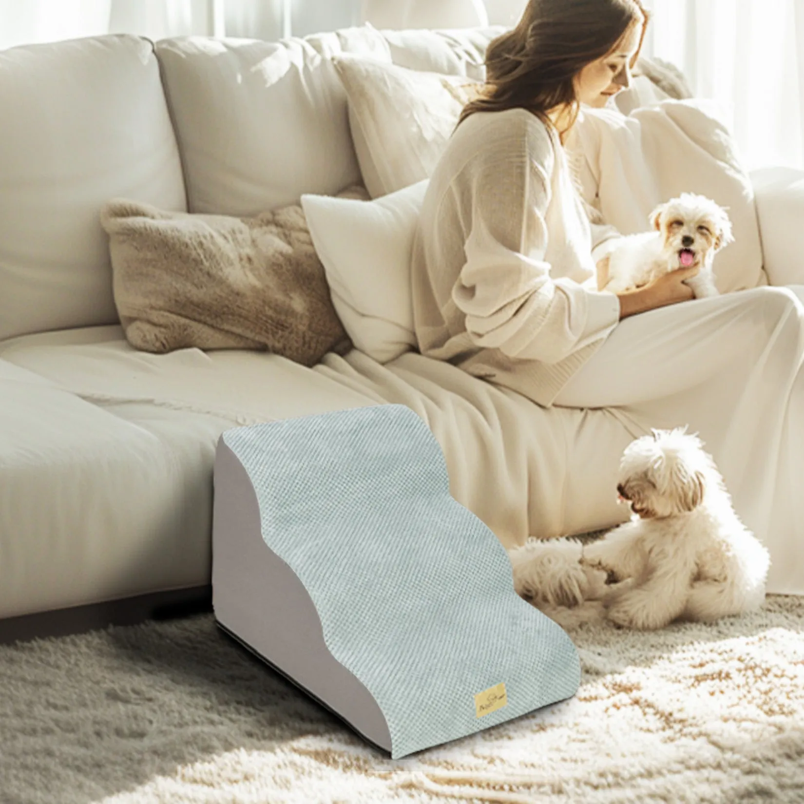High Density Foam Dog Stairs For High Bed Sofa, 3/4/5 Steps Stairs Washable Cover