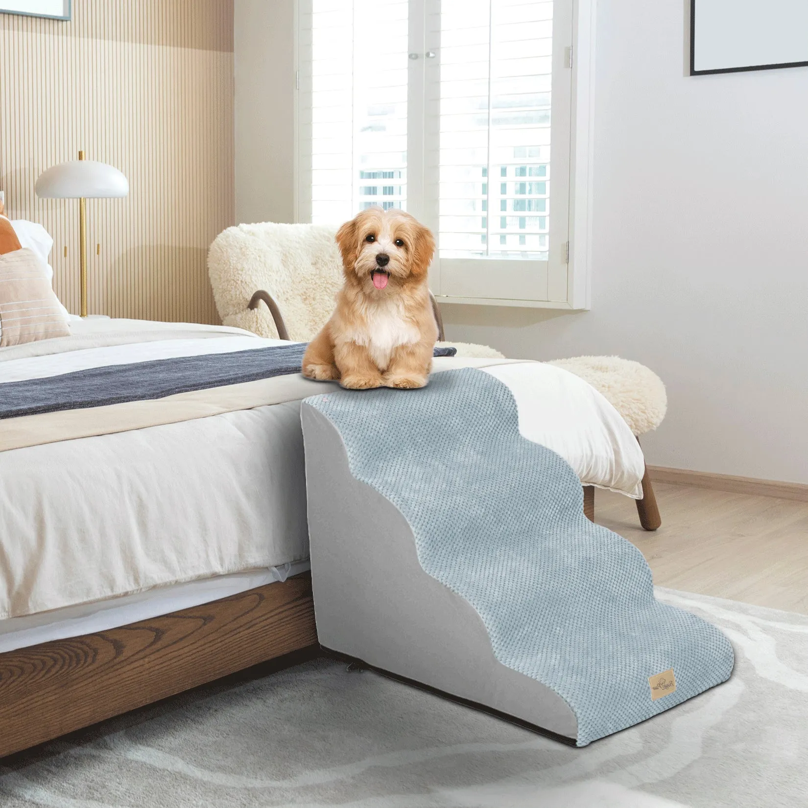 High Density Foam Dog Stairs For High Bed Sofa, 3/4/5 Steps Stairs Washable Cover