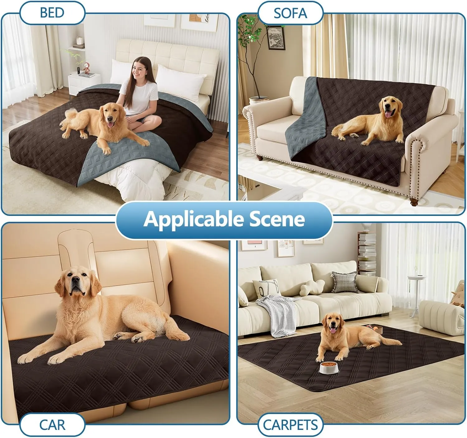 hyha Waterproof Dog Blanket, Reversible Pet Bed Blanket, Soft Sofa Couch Cover for Dogs Washable, Waterproof Pet Couch Covers for Sofa Puppy Cats Furniture Protector(30"x70", Chocolate/Dark Grey)