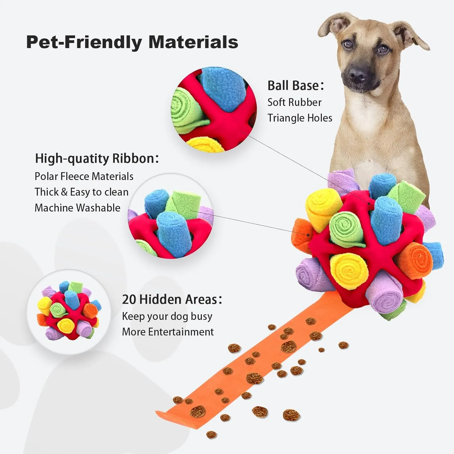 Interactive Snuffle Toys for Dogs, Sniffle Interactive Treat Game Ball, Furry Fellow Snuffle Master, Encouraging Natural Foraging Skills (Red, Triangle)