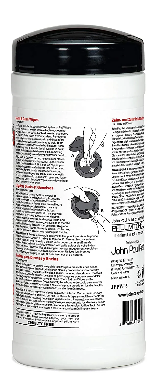 John Paul Pet Tooth & Gum Cat and Dog Dental Wipes - 45 Count