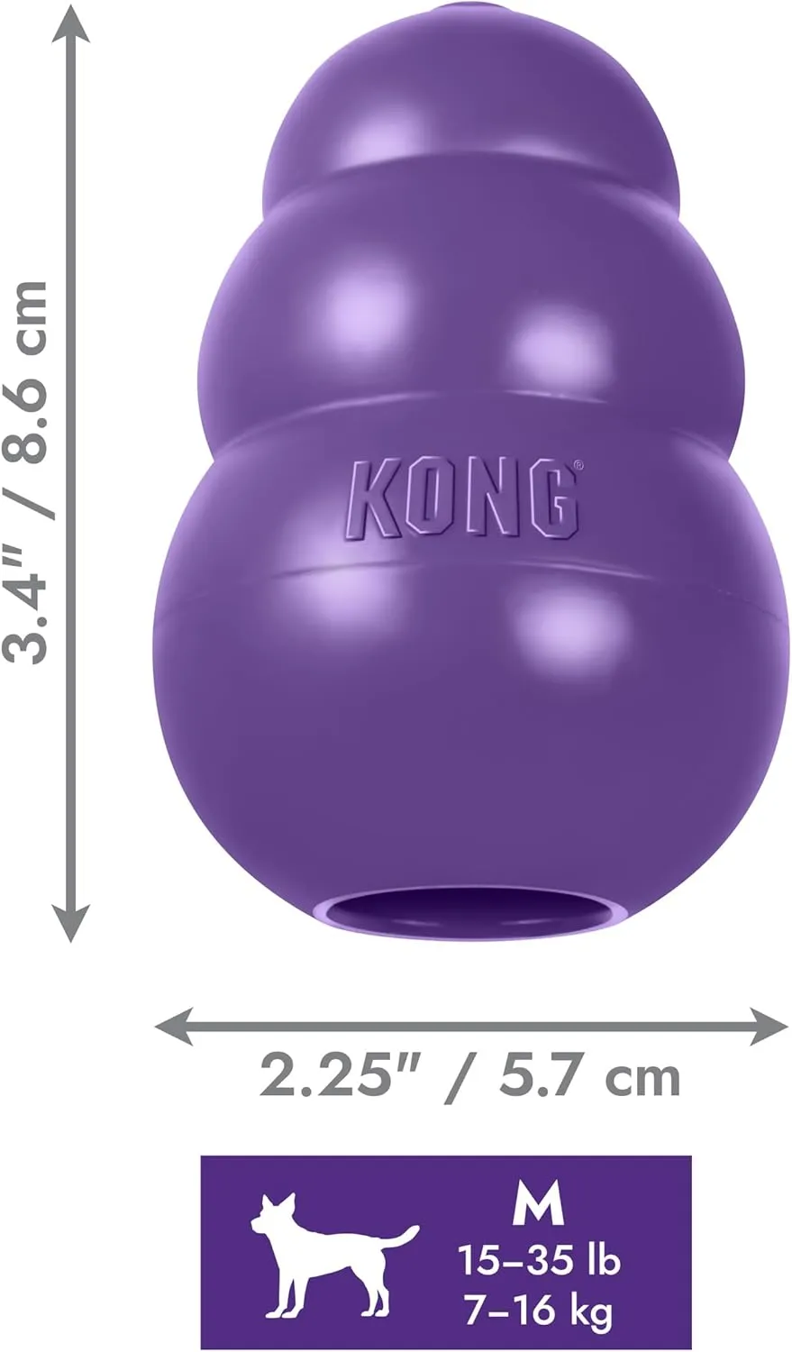 KONG Senior - Dog Toy with Gentle, Natural Rubber - Durable Dog Toy for Older Dogs - Use Treats with Stuffable Chew Toy - Treat Toy for Chewing & Fetching - for Medium Dogs