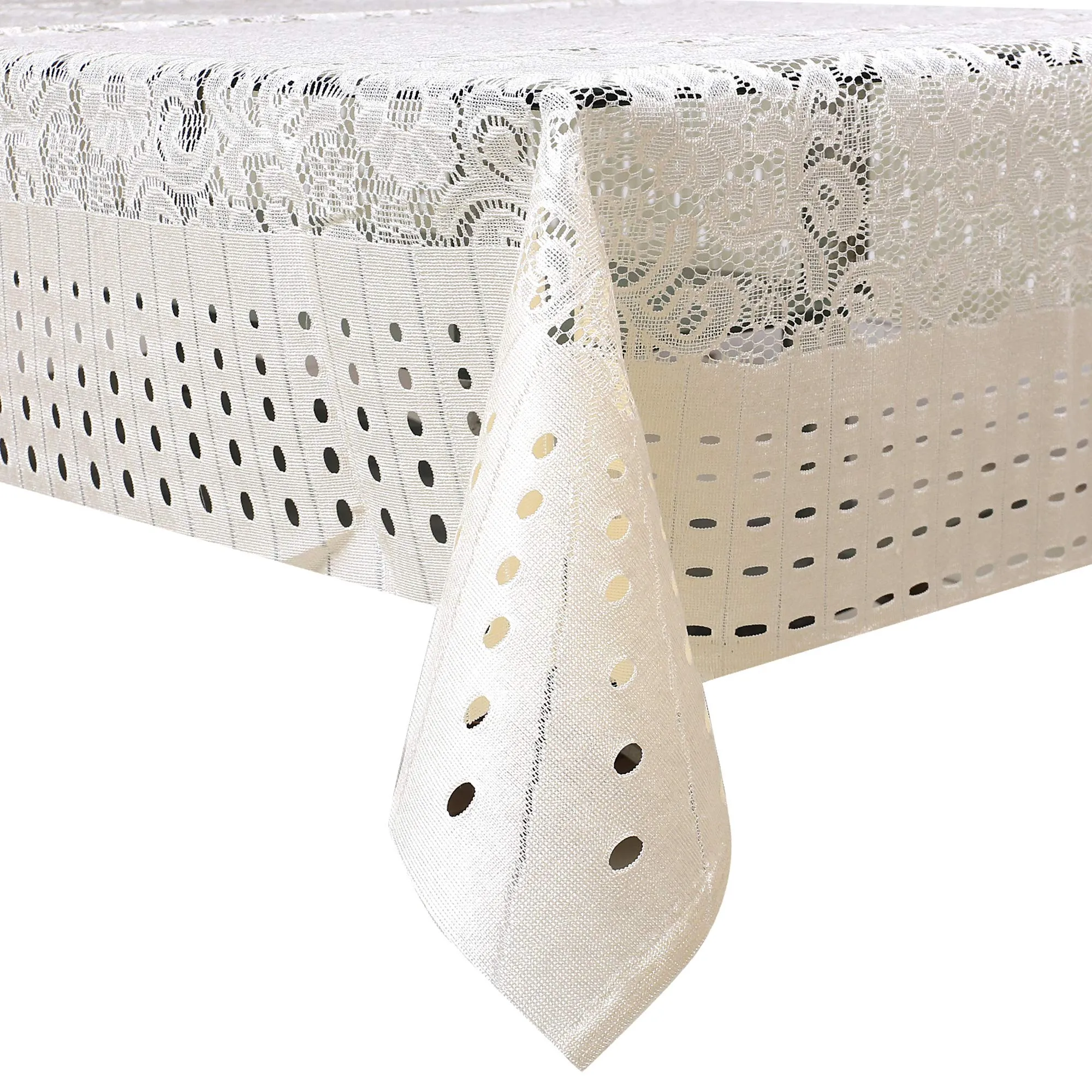 Kuber Industries Flower Design Shining Cotton 7 Piece 5 Seater Sofa Cover with Center Table Cover (Cream) CTKTC34057