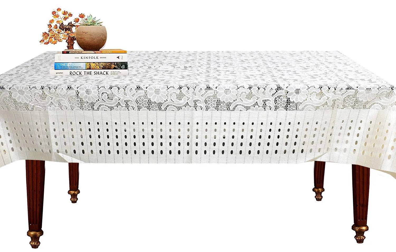 Kuber Industries Flower Design Shining Cotton 7 Piece 5 Seater Sofa Cover with Center Table Cover (Cream) CTKTC34057
