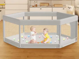 Large Baby Playpen 65x65 Inch, Play Pen for Babies and Toddlers Hexagonal Type Baby Play Yards for Indoor & Outdoor