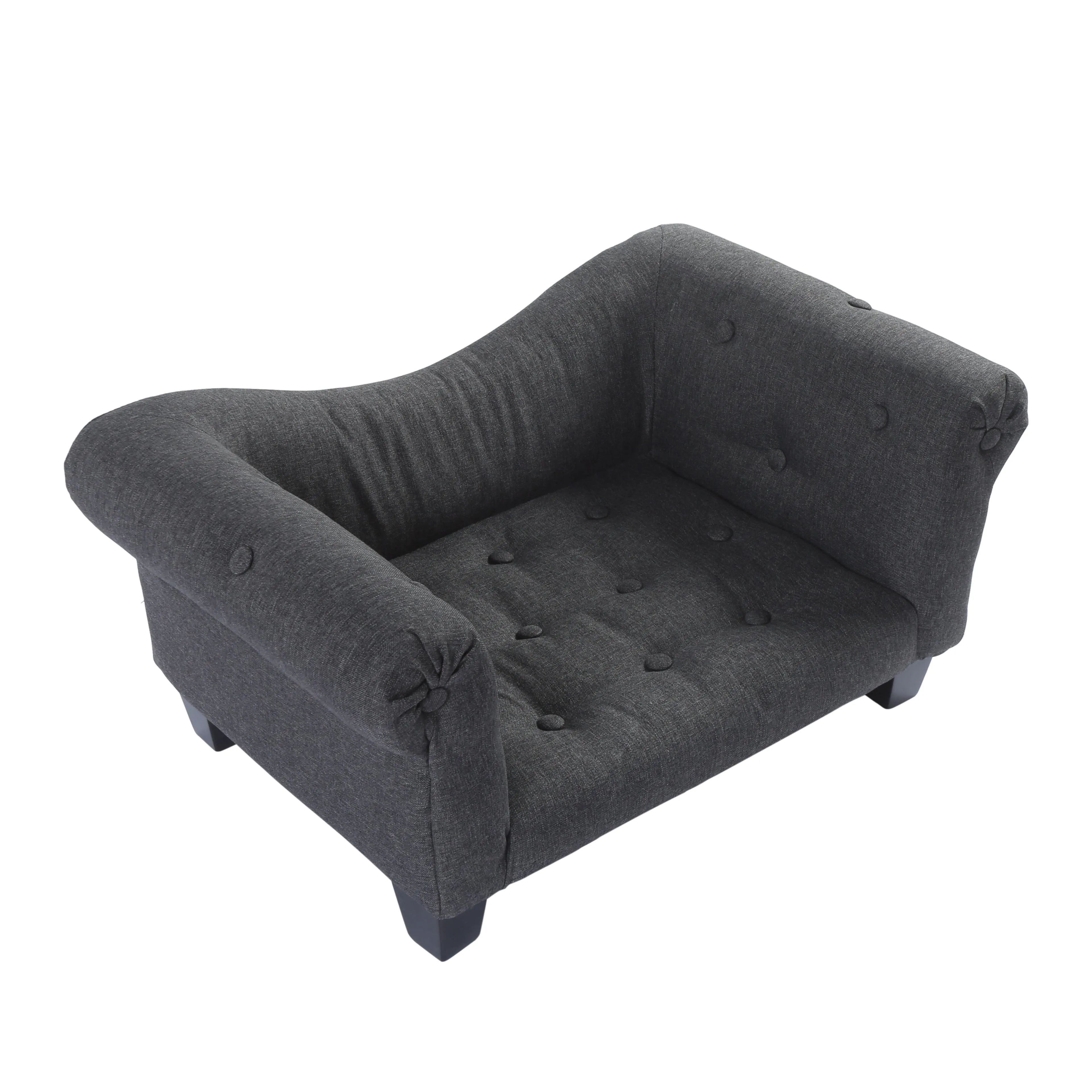 Luxe Button Pet Sofa - Charcoal