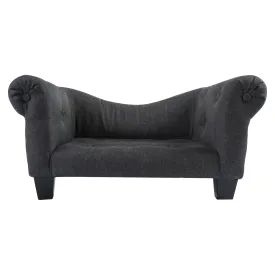 Luxe Button Pet Sofa - Charcoal