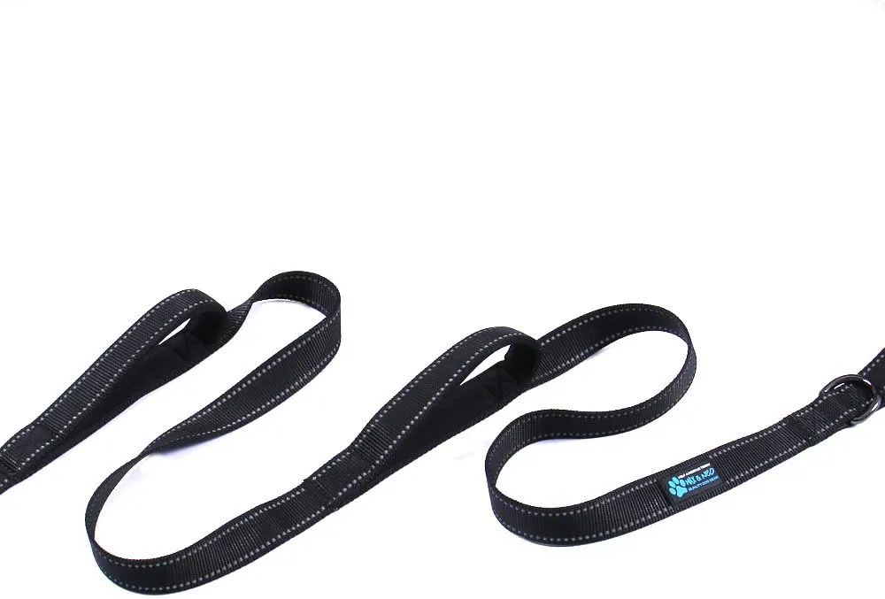 Max and Neo Triple Handle Traffic Dog Leash - Reflective, Donates to Dog Rescue (Black)