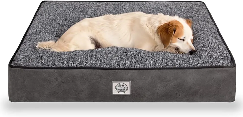Memory Foam Dog Bed for Large Dogs- Waterproof Dog Bed Mat with Removable Washable Cover, Waterproof Lining and NonSkid Bottom.Grey
