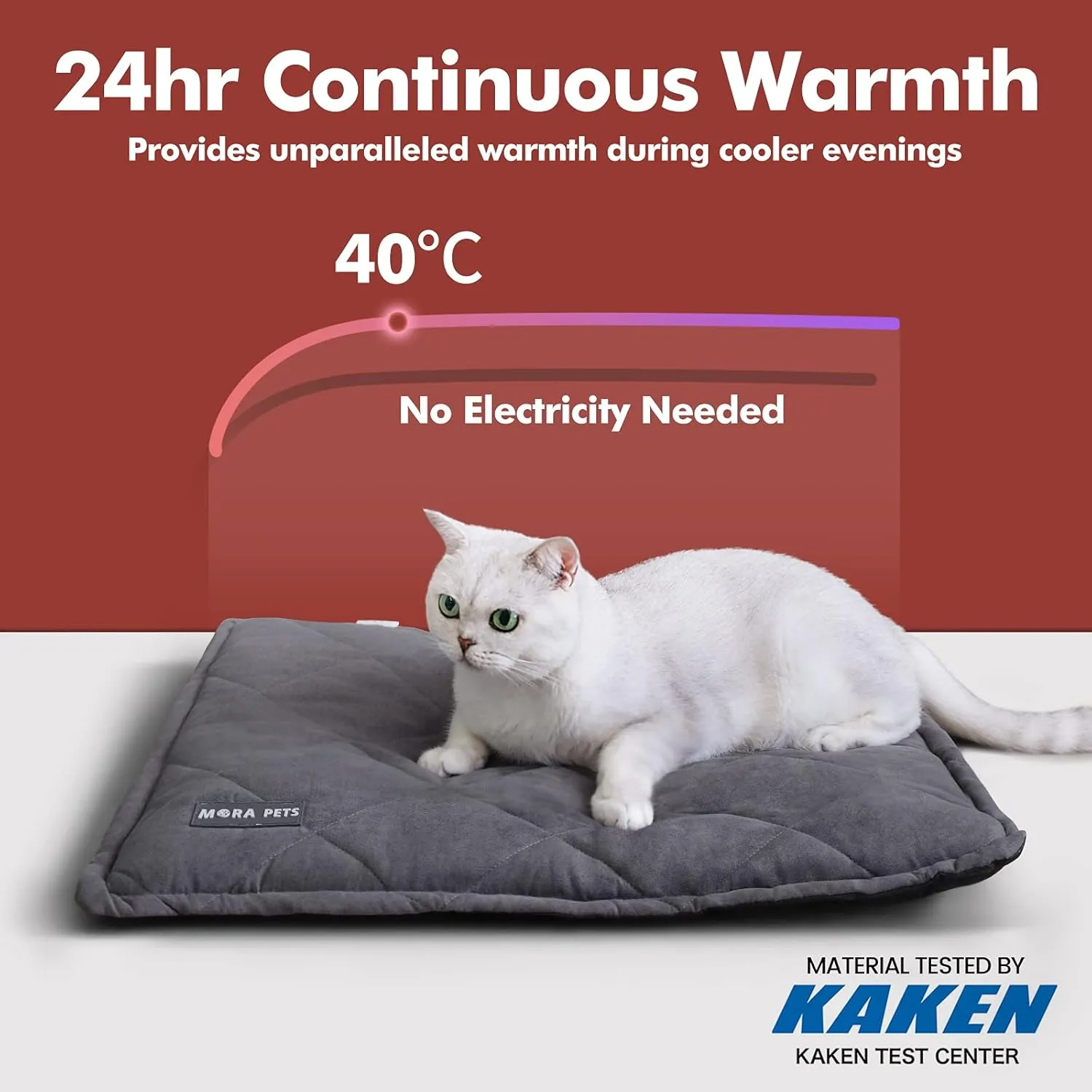 Mora Pets Self Heating Cat Bed - Ultra Warm Thermal Mat, 36x24 Inches, Machine Washable, Indoor/Outdoor for Cats & Small Dogs