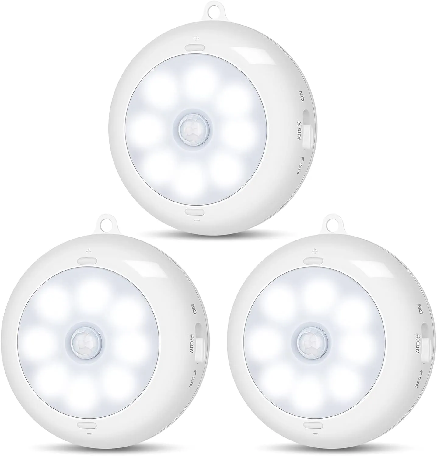 Motion Sensor Light Indoor, LED Night Light Closet Lights, Under Cabinet Lights, AA Battery Operated Stick on Wireless Puck Lights for Wall, Step, Stair, Dimmable (3 Pack)