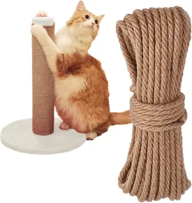 Natural Sisal Rope for Cat Scratcher,Cat Tree Rope Twine for Cat Scratching Post Replacement, Cat Tower with Scratch Post Repairing, Replace, Recovering and DIY1/4 Inch by 33 Feet