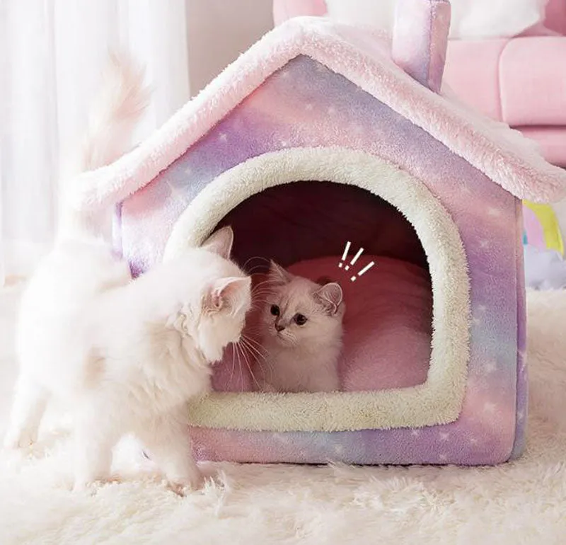 New cat litter rabbit door curtain four seasons universal kennel small and medium-sized dog closed removable and washable dog bed pet litter pad