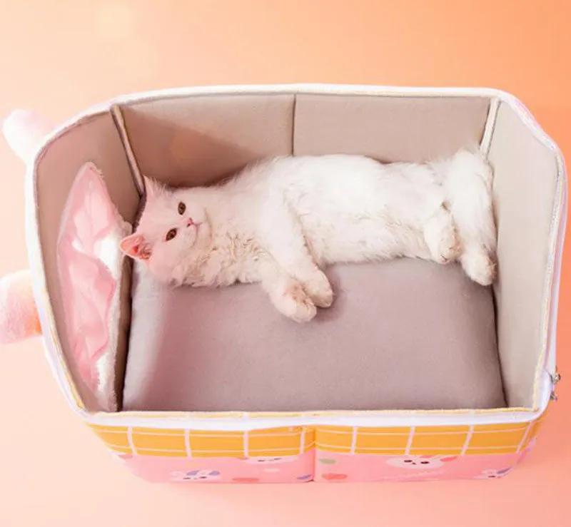 New cat litter rabbit door curtain four seasons universal kennel small and medium-sized dog closed removable and washable dog bed pet litter pad