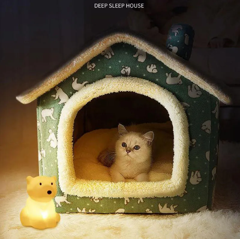 New cat litter rabbit door curtain four seasons universal kennel small and medium-sized dog closed removable and washable dog bed pet litter pad