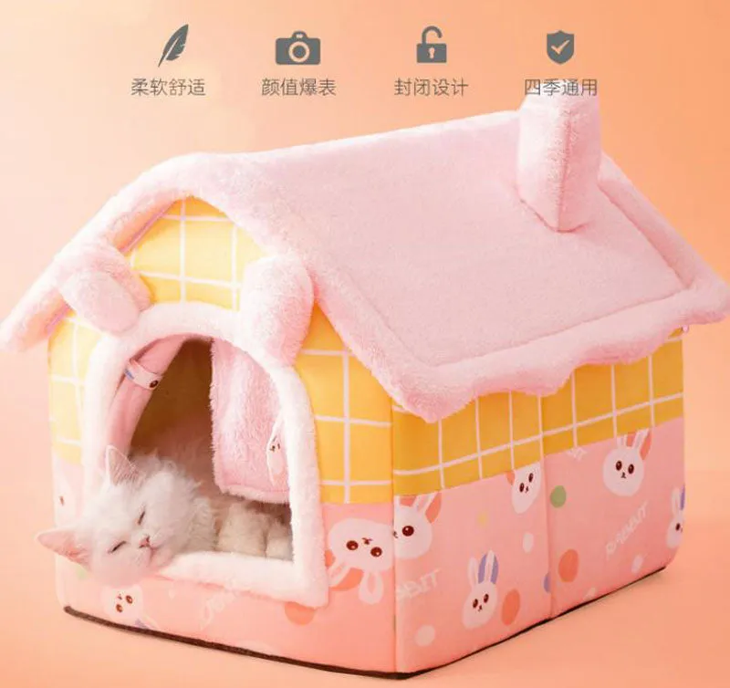 New cat litter rabbit door curtain four seasons universal kennel small and medium-sized dog closed removable and washable dog bed pet litter pad
