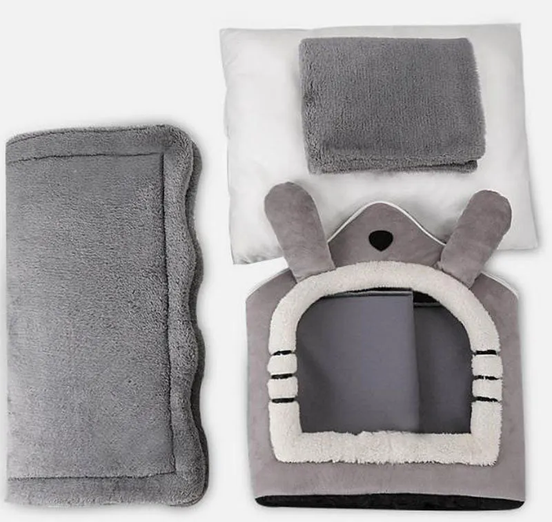 New cat litter rabbit door curtain four seasons universal kennel small and medium-sized dog closed removable and washable dog bed pet litter pad