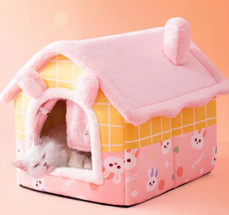 New cat litter rabbit door curtain four seasons universal kennel small and medium-sized dog closed removable and washable dog bed pet litter pad