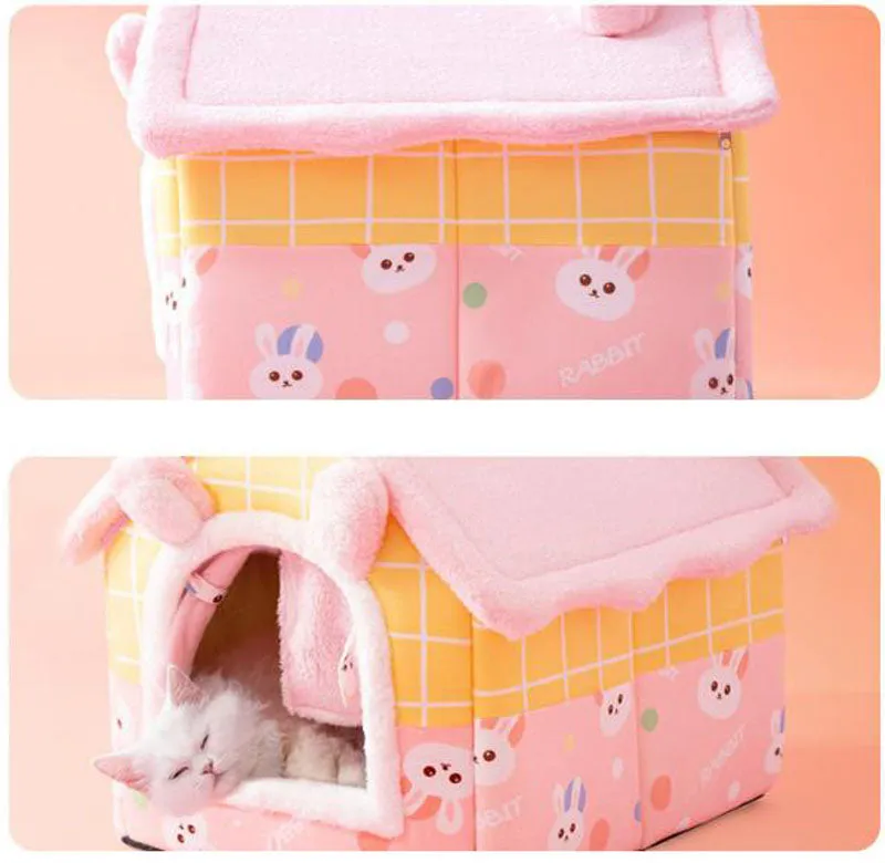 New cat litter rabbit door curtain four seasons universal kennel small and medium-sized dog closed removable and washable dog bed pet litter pad