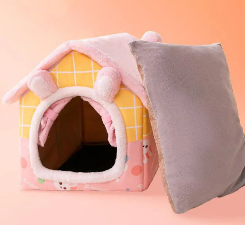New cat litter rabbit door curtain four seasons universal kennel small and medium-sized dog closed removable and washable dog bed pet litter pad