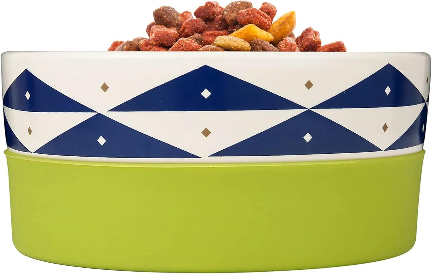 Now House for Pets by Jonathan Adler Oslo Duo Dog Bowl, Large Cute Ceramic Food and Water Bowl, Green (FF16469)