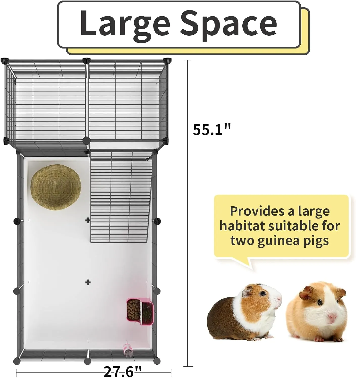 Oneluck Guinea Pig Cage,Indoor Habitat Cage with Waterproof Plastic Bottom,Playpen for Small Pet Bunny, Turtle, Hamste, Loft and Partition