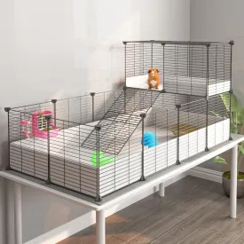 Oneluck Guinea Pig Cage,Indoor Habitat Cage with Waterproof Plastic Bottom,Playpen for Small Pet Bunny, Turtle, Hamste, Loft and Partition