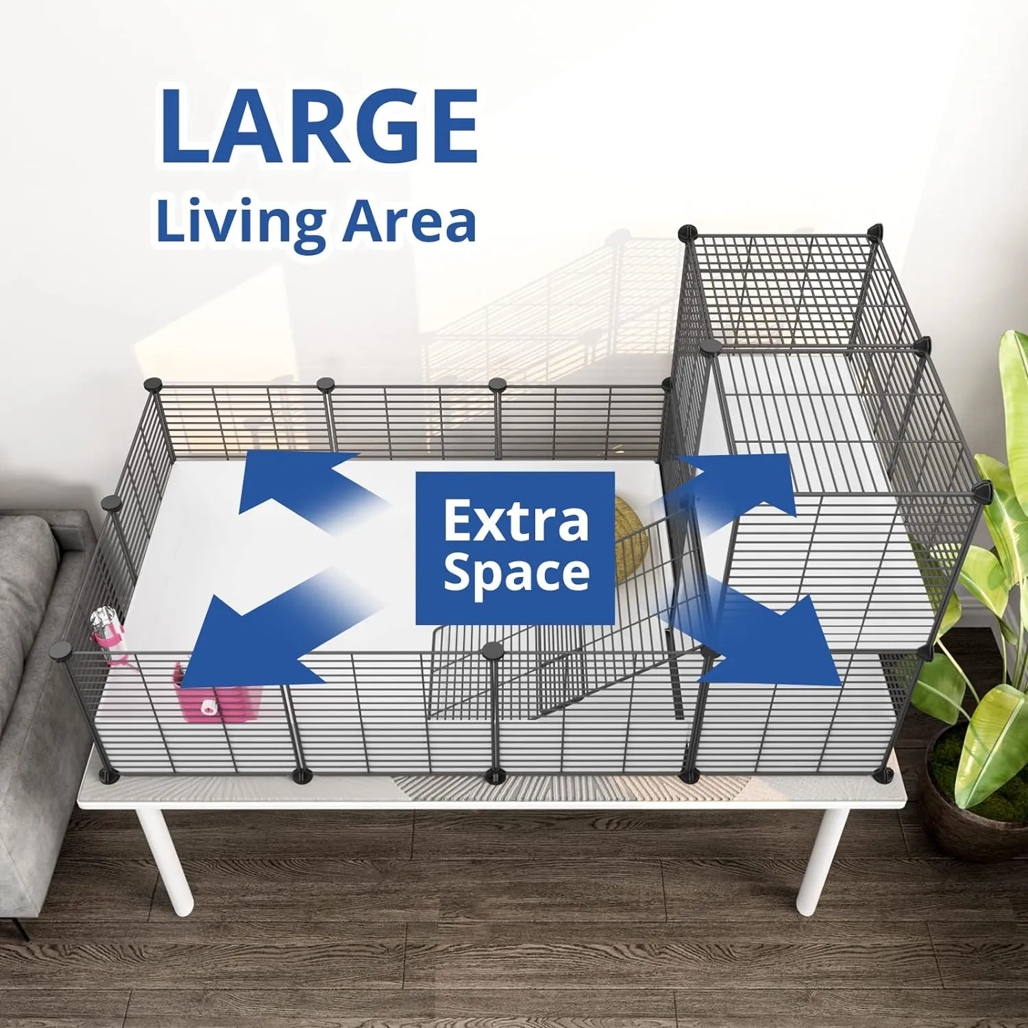 Oneluck Guinea Pig Cage,Indoor Habitat Cage with Waterproof Plastic Bottom,Playpen for Small Pet Bunny, Turtle, Hamste, Loft and Partition