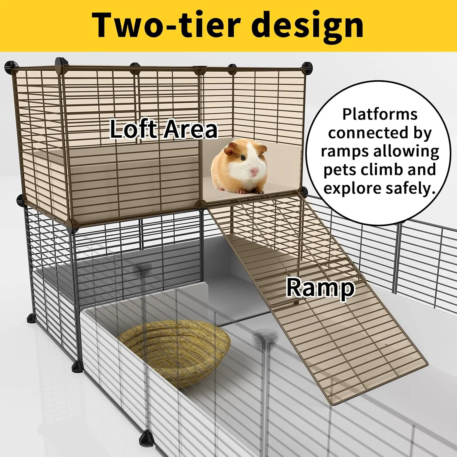 Oneluck Guinea Pig Cage,Indoor Habitat Cage with Waterproof Plastic Bottom,Playpen for Small Pet Bunny, Turtle, Hamste, Loft and Partition