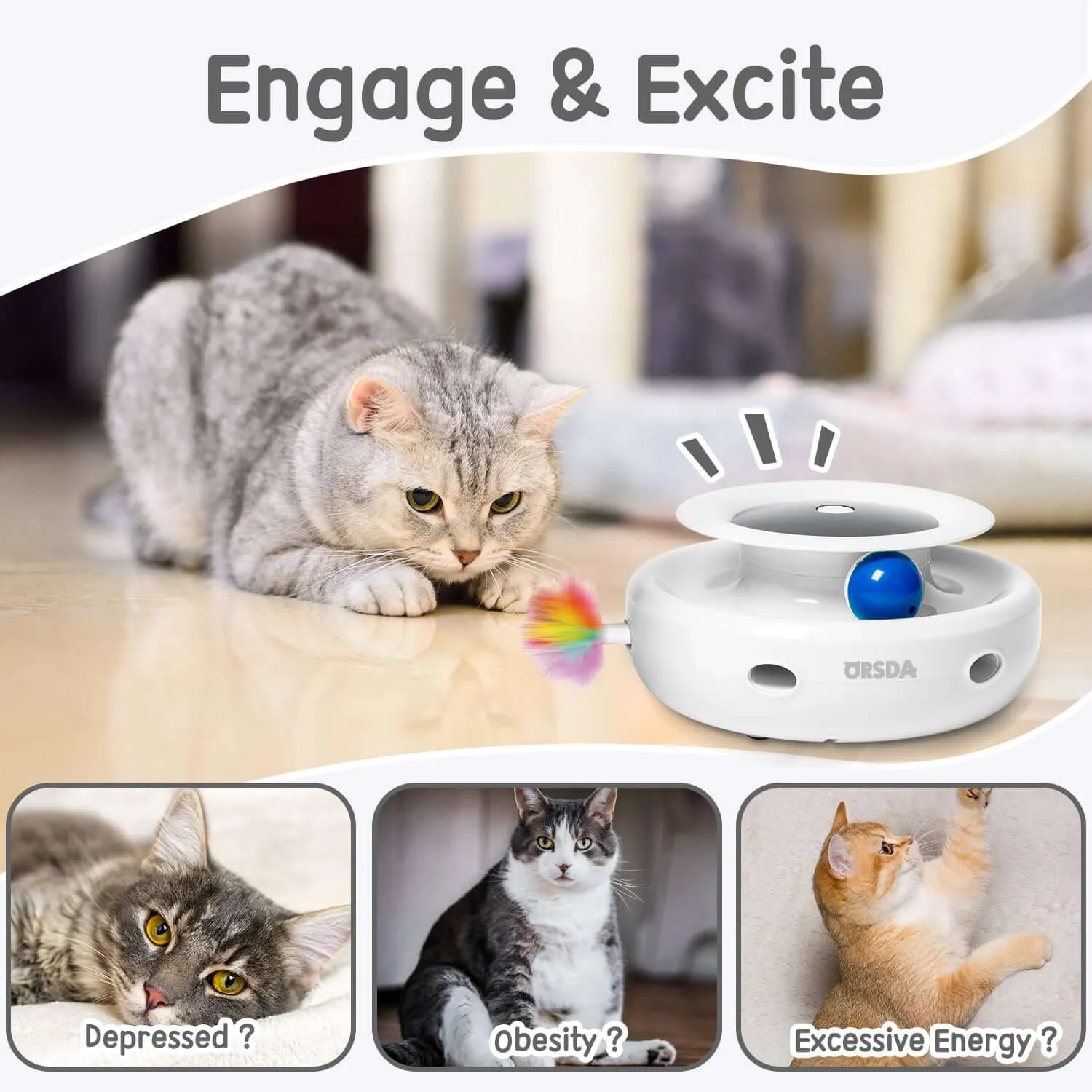 ORSDA 2-in-1 Interactive Cat Toys
