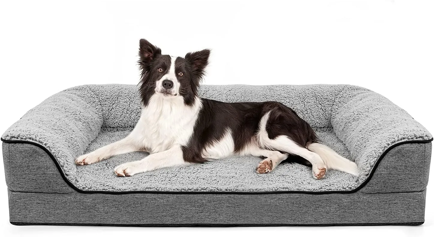Orthopedic Dog Bed, Bolster Couch for Large Dogs, Dog Bed for Large Dogs, Removable Washable Cover Pet Bed, Foam Nonskid Mat