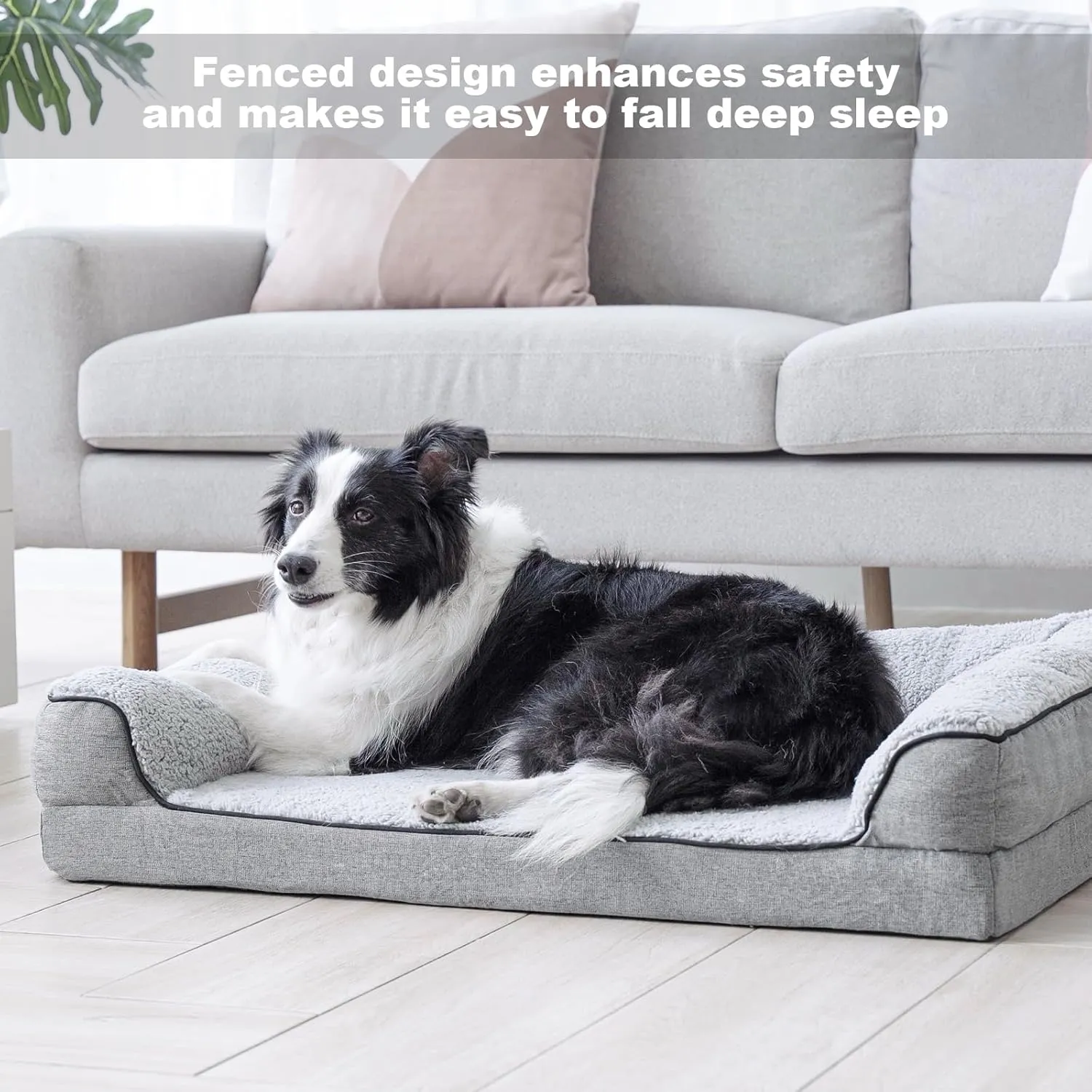 Orthopedic Dog Bed, Bolster Couch for Large Dogs, Dog Bed for Large Dogs, Removable Washable Cover Pet Bed, Foam Nonskid Mat