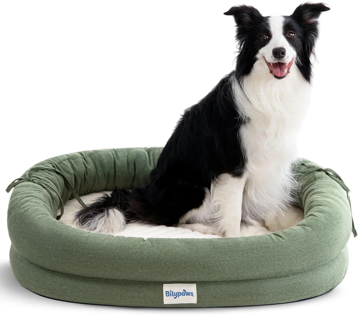 Orthopedic Dog Bed for Large Dogs, Chew-Resistant Pet Sofa Bed with Egg Crate Foam, 4-Sided Bolster, Removable Washable Cover & Anti-Slip Bottom, Large Calliste Green