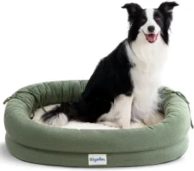 Orthopedic Dog Bed for Large Dogs, Chew-Resistant Pet Sofa Bed with Egg Crate Foam, 4-Sided Bolster, Removable Washable Cover & Anti-Slip Bottom, Large Calliste Green