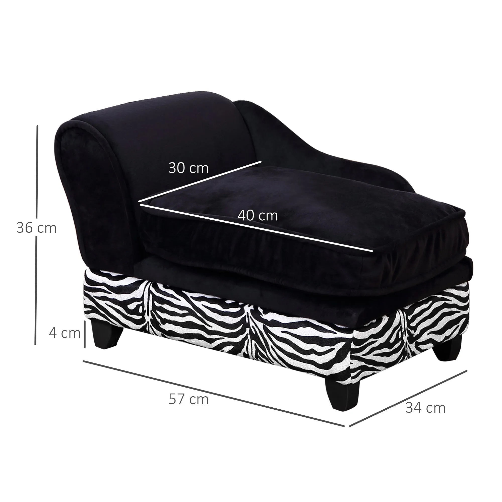 PawHut Dog Sofa Elevated Pet Chair Cat Couch w/ Hidden Under Seat Storage