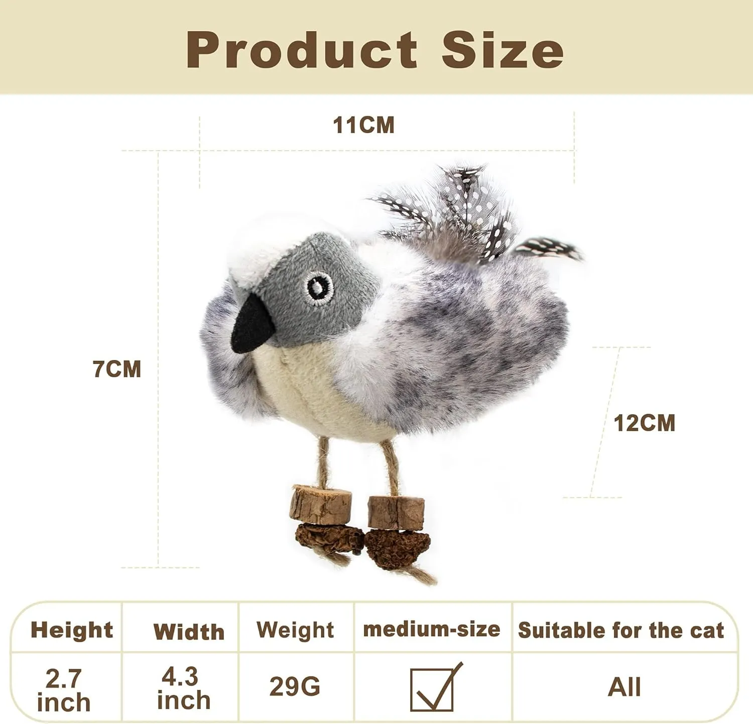 PAZ'S GIFT Catnip Toys - Cat Kick & Rope Toys for Indoor Play, Cat & Kitten Teething Chew Toys for Aggressive Chewing & Teeth Cleaning (Catnip Birdie)