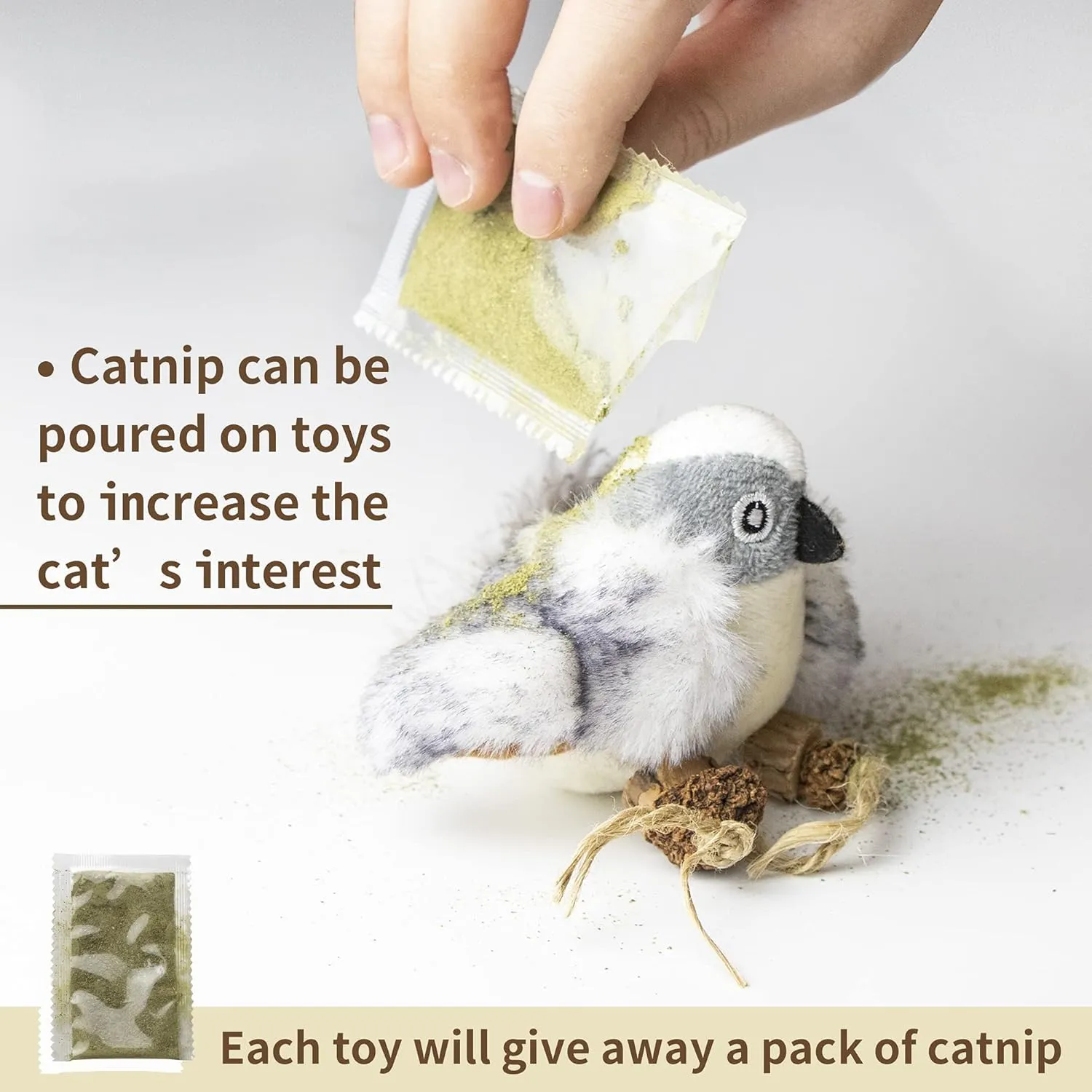 PAZ'S GIFT Catnip Toys - Cat Kick & Rope Toys for Indoor Play, Cat & Kitten Teething Chew Toys for Aggressive Chewing & Teeth Cleaning (Catnip Birdie)