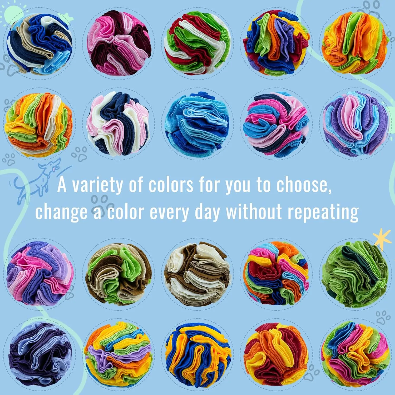 Pet Snuffle Ball, Puzzle Sniffing Interactive Dog Enrichment Toys for Blind Dogs Training & Stress Relief (15cm, Macarons Color)