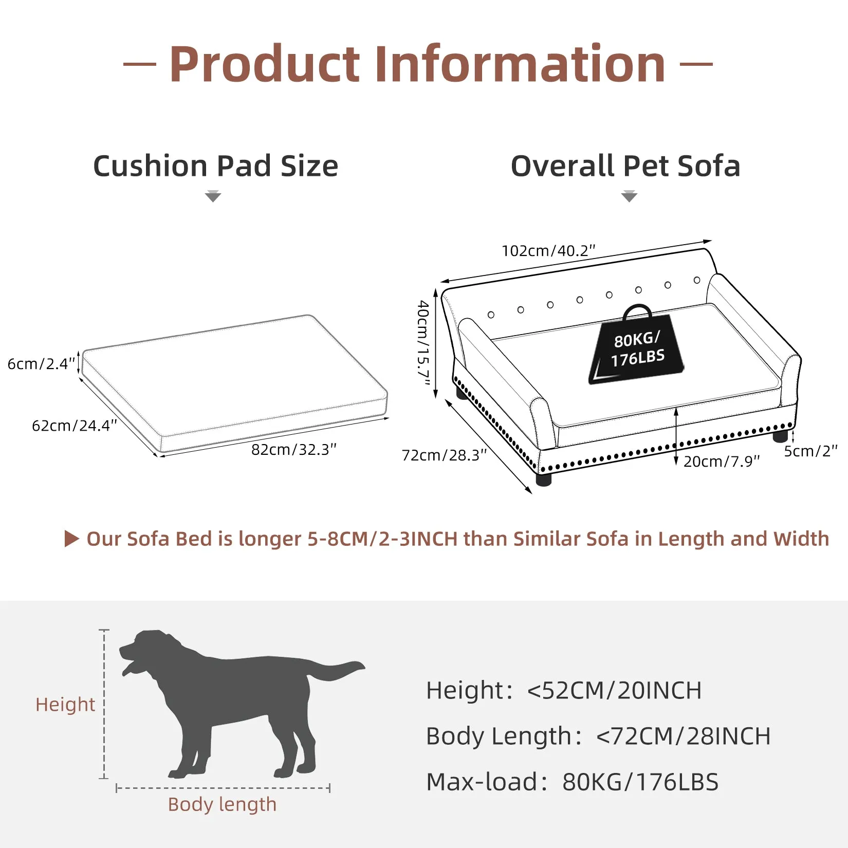 Pet Sofa Bed Pet Snuggle Lounge with Removable Cushion for Kittens Puppies