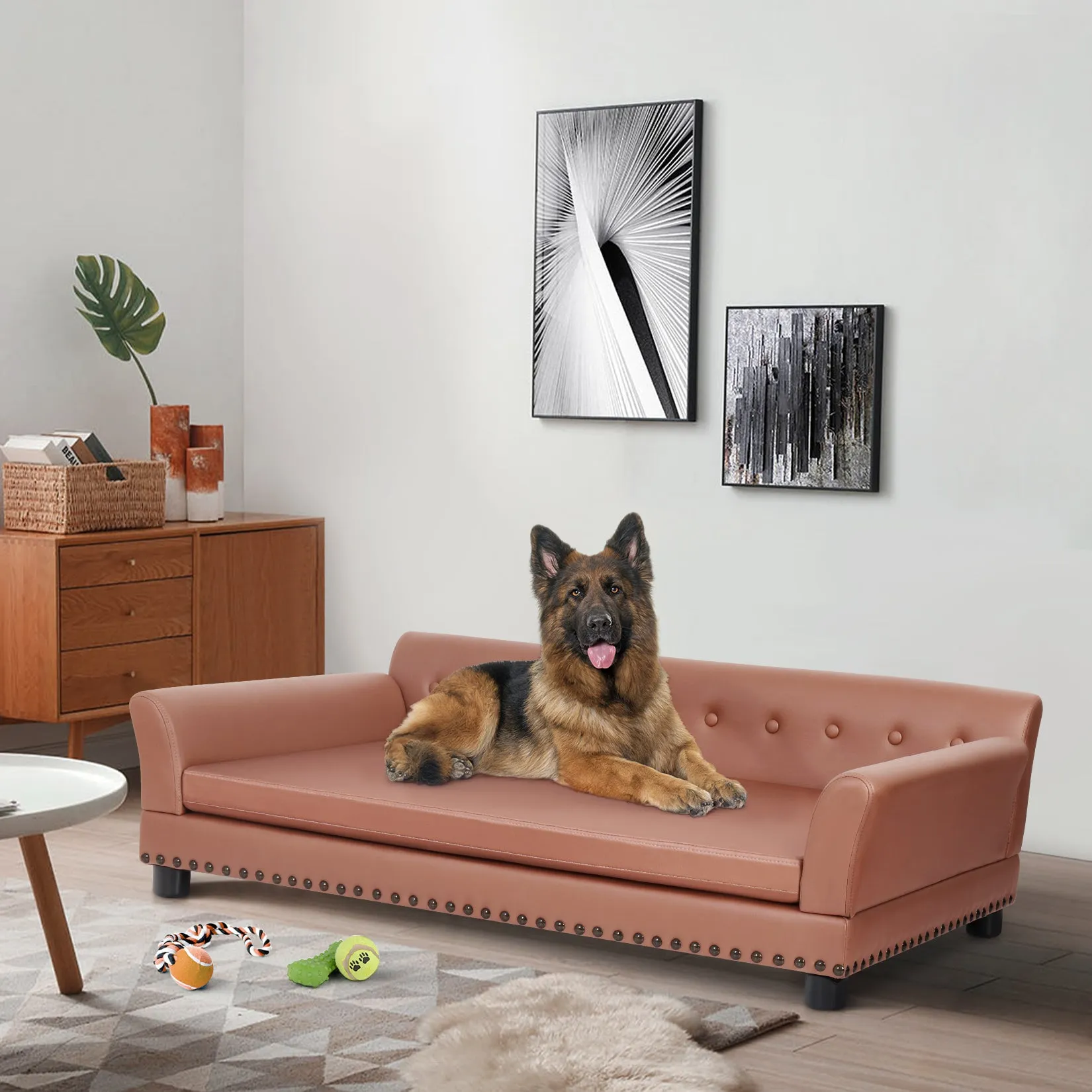 Pet Sofa Bed Pet Snuggle Lounge with Removable Cushion for Kittens Puppies
